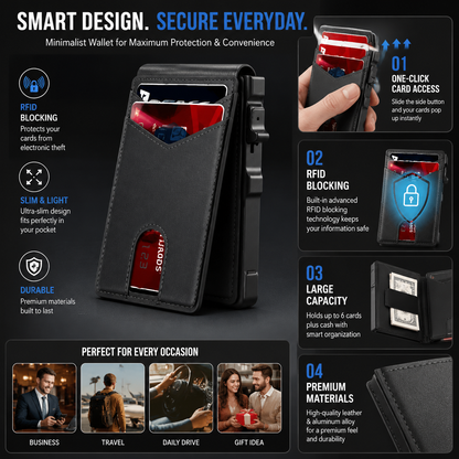 🔥50% off on the last day| 🔐 RFID Blocking Minimalist Pop-Up Wallet | One-Second Card Eject Design & Ultra Slim Pocket Wallet