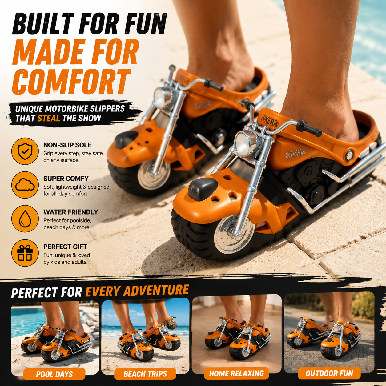 🏍️ Ride-On Motorcycle Slippers™🔥