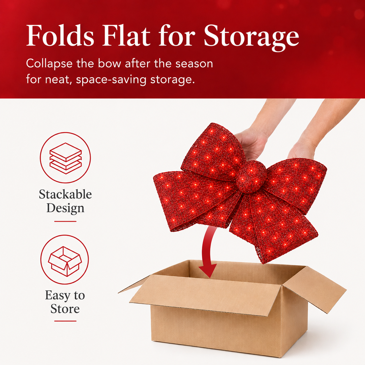 🔥Last Day 55% OFF🎁✨🎄 48-Inch Lighted Christmas Bow 🎀