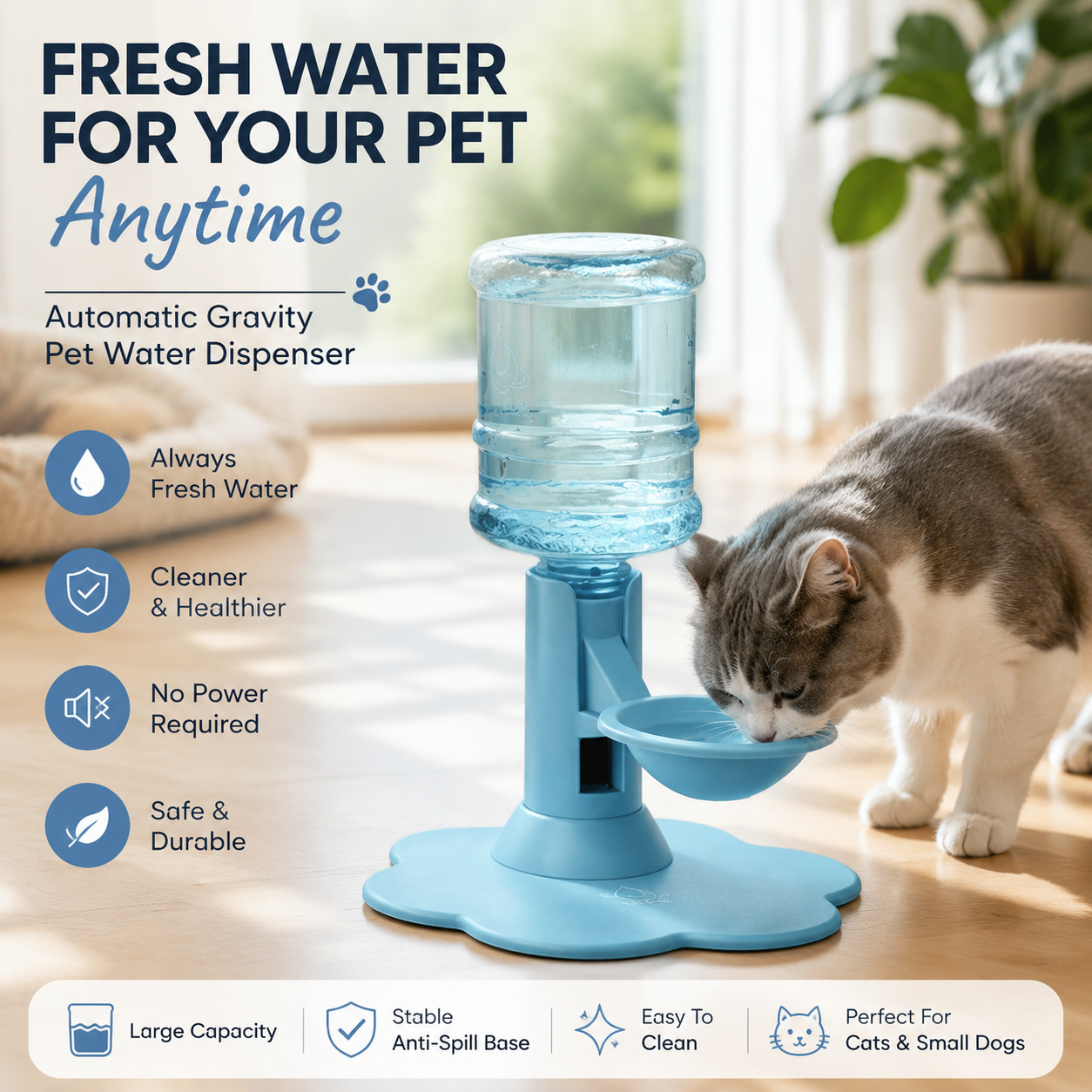 💥OFF 50% TODAY🐾 Automatic Pet Water Dispenser – Gravity Self Refilling Cat & Dog Water Bowl