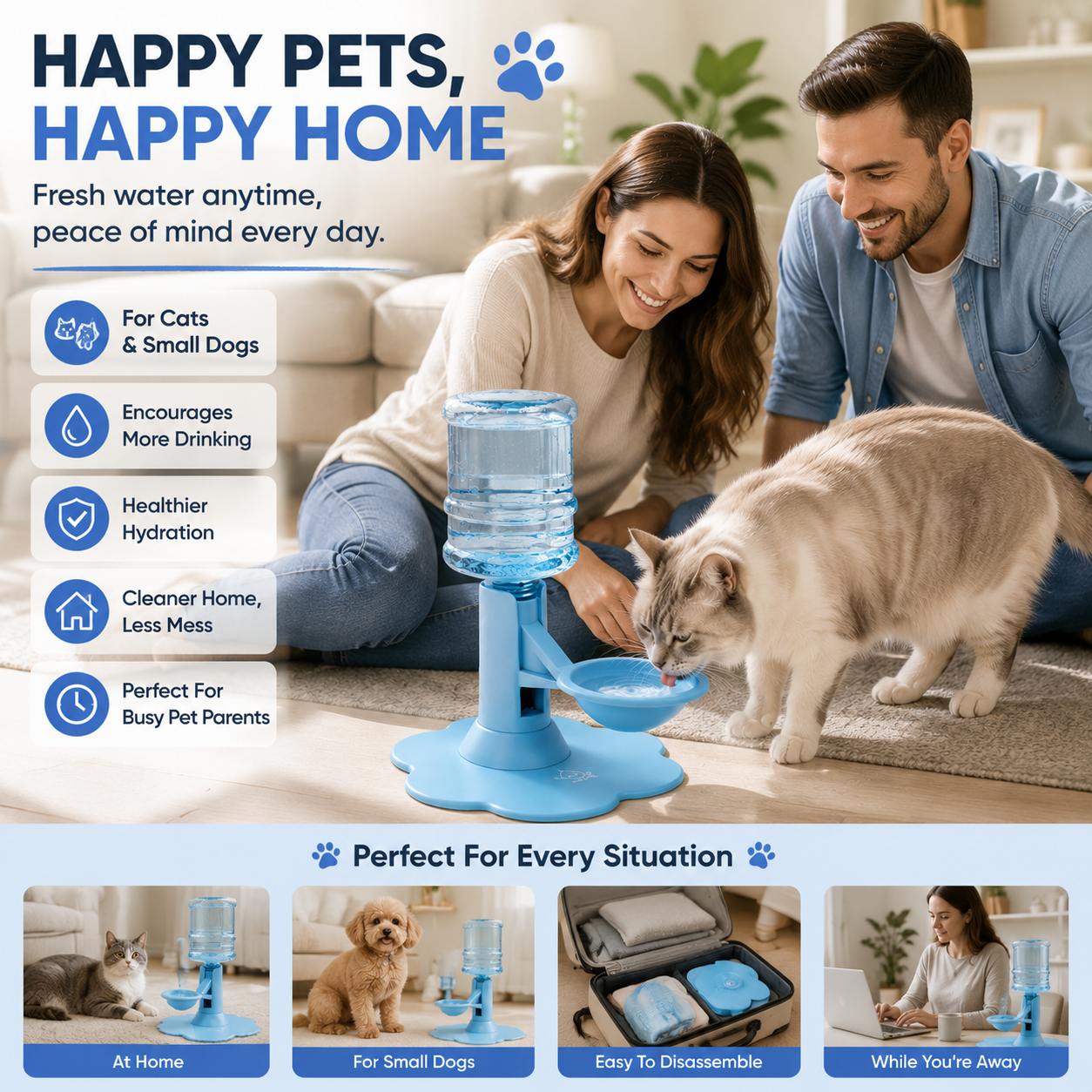 💥OFF 50% TODAY🐾 Automatic Pet Water Dispenser – Gravity Self Refilling Cat & Dog Water Bowl