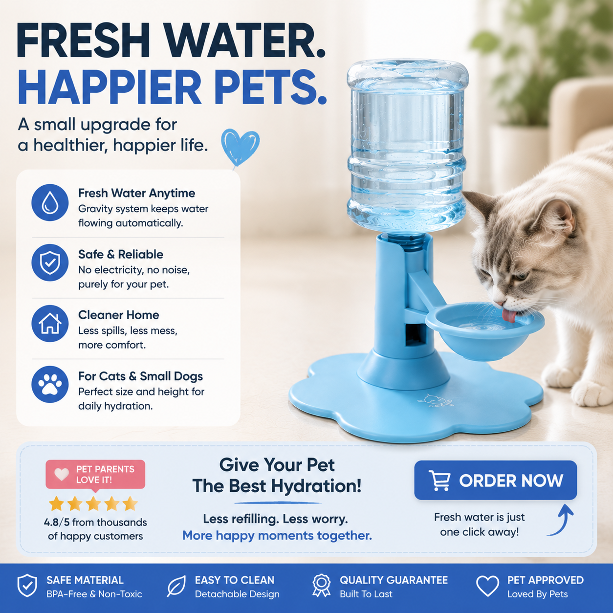 💥OFF 50% TODAY🐾 Automatic Pet Water Dispenser – Gravity Self Refilling Cat & Dog Water Bowl