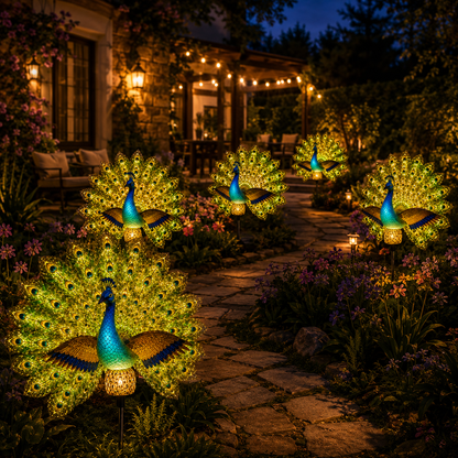 🦚Solar Peacock Garden Sculpture – Lifelike Color Glowing Outdoor Yard Landscape Ornament