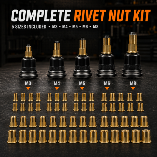 🔧 🔩2026 Hot sell Complete Drill-Powered Rivet Nut Kit – M3–M8 Threaded Insert Tool Set