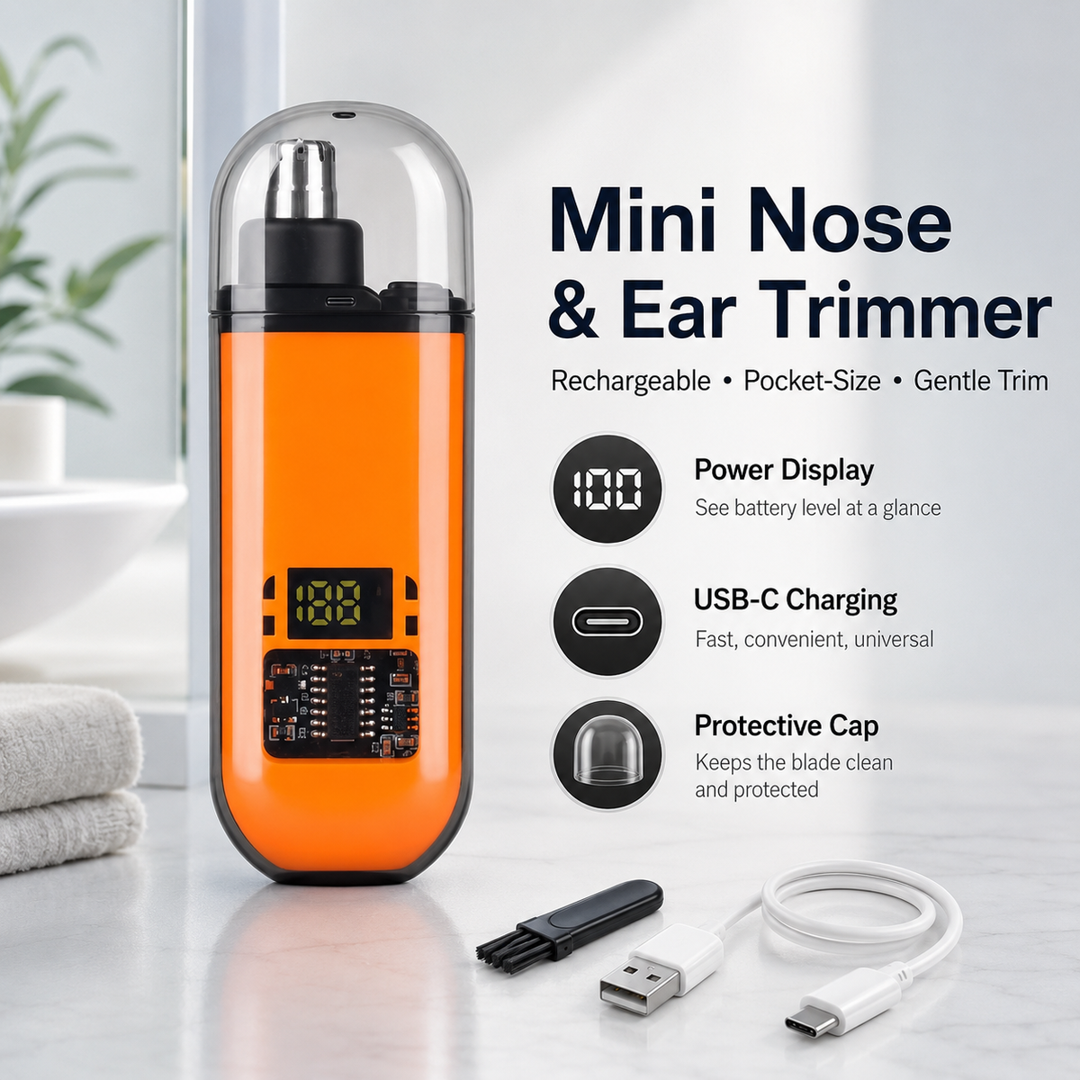 🔥 LAST DAY 50% OFF-🛠️Professional LED Display Nose Hair Trimmer