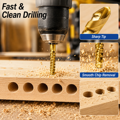 🔥50% OFF TODAY💪6-Piece 3–8mm Titanium Drill Bits⚡ Built for Metal, Wood & Plastic