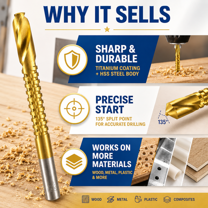 🔥50% OFF TODAY💪6-Piece 3–8mm Titanium Drill Bits⚡ Built for Metal, Wood & Plastic