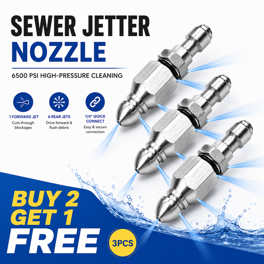 HOT SALE🚿 6500 PSI Sewer Jetter Nozzle – 1/4" Quick Connect Drain Cleaning Attachment