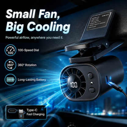 🔥HOT SALE 50% OFF🌀Car Clip Fan with 360° Rotation & USB Rechargeable