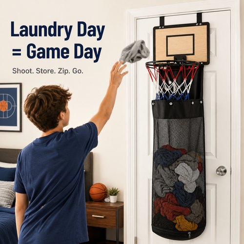 🏀 Over-the-Door Basketball Laundry Hamper – Turn Laundry into a Fun Game