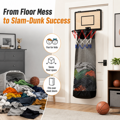 🏀 Over-the-Door Basketball Laundry Hamper – Turn Laundry into a Fun Game