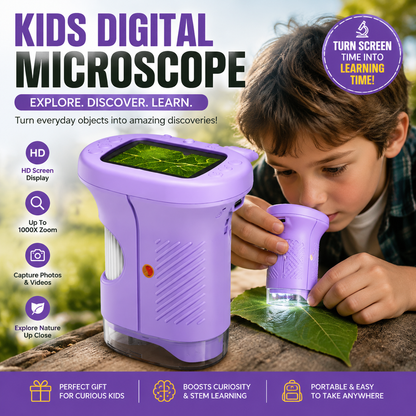 🔥HOT SALE 55%OFF🔬 1000X Handheld Microscope for Kids with 4K 2.0" Screen – Turn Screen Time Into Discovery