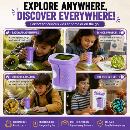 🔥HOT SALE 55%OFF🔬 1000X Handheld Microscope for Kids with 4K 2.0" Screen – Turn Screen Time Into Discovery