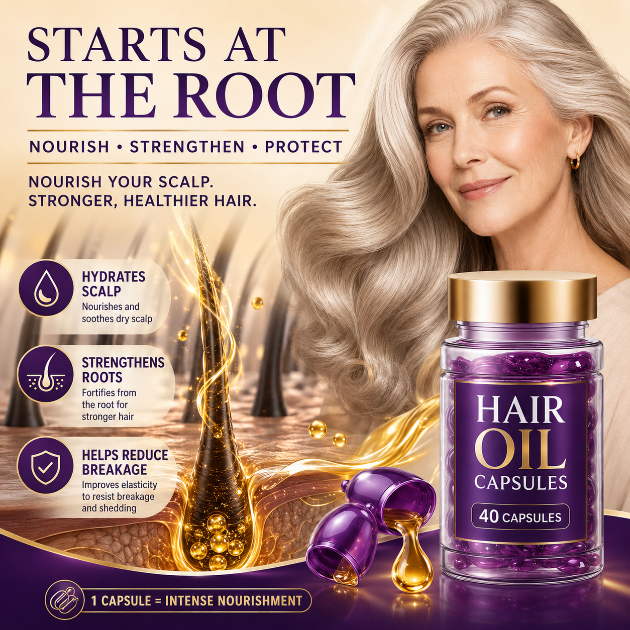 ✨55% OFF TODAY💜 Frizz Control Hair Capsules 🌿For Smooth, Shiny & Healthier-Looking Hair
