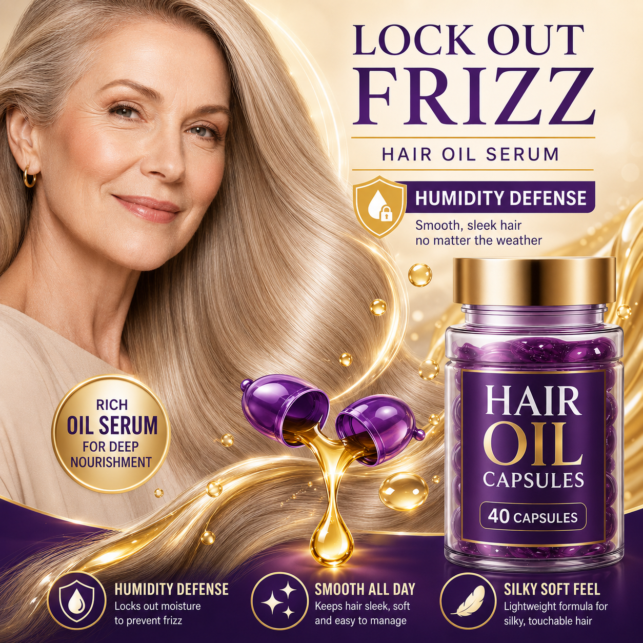 ✨55% OFF TODAY💜 Frizz Control Hair Capsules 🌿For Smooth, Shiny & Healthier-Looking Hair