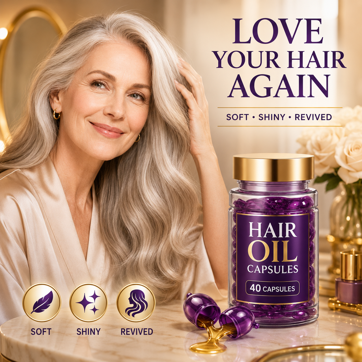 ✨55% OFF TODAY💜 Frizz Control Hair Capsules 🌿For Smooth, Shiny & Healthier-Looking Hair