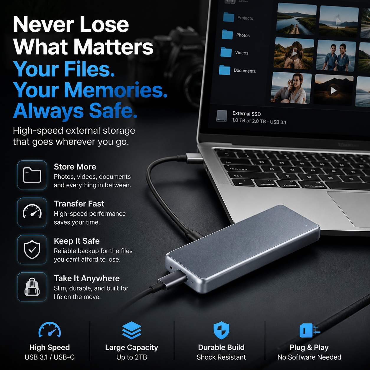 🔥LAST DAY 49% OFF-Portable External SSD💾 – Protect Your Photos, Videos & Important Files