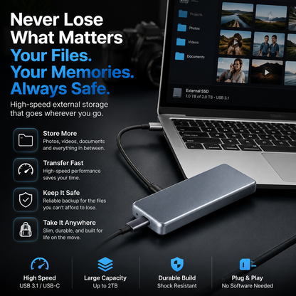 🔥LAST DAY 49% OFF-Portable External SSD💾 – Protect Your Photos, Videos & Important Files