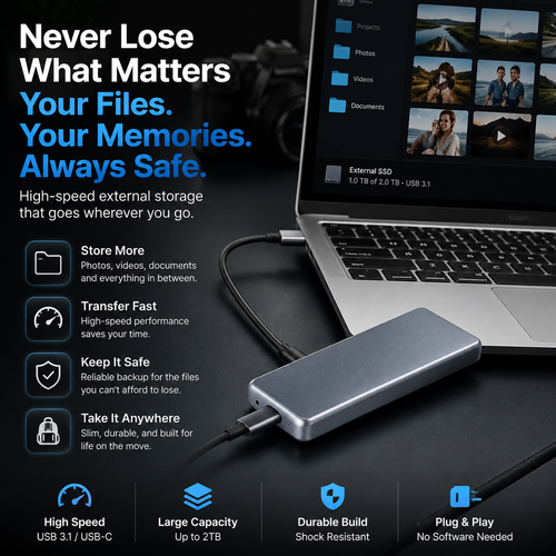 🔥LAST DAY 49% OFF-Portable External SSD💾 – Protect Your Photos, Videos & Important Files