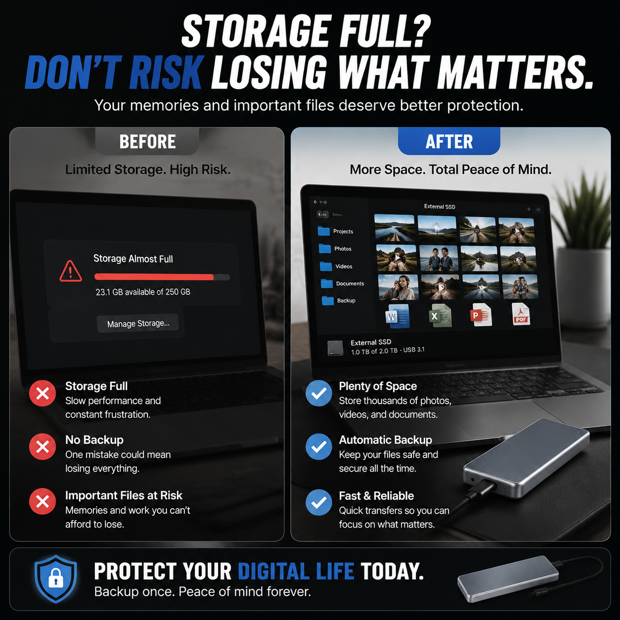 🔥LAST DAY 49% OFF-Portable External SSD💾 – Protect Your Photos, Videos & Important Files