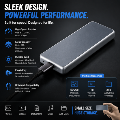 🔥LAST DAY 49% OFF-Portable External SSD💾 – Protect Your Photos, Videos & Important Files