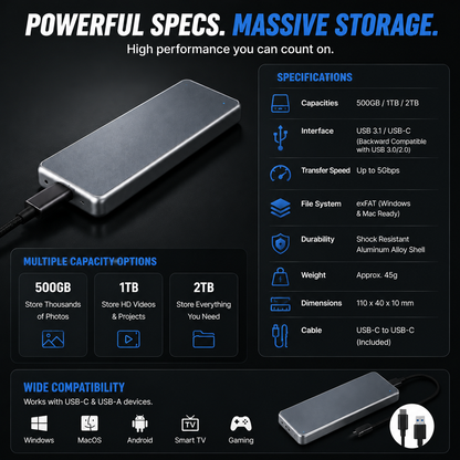 🔥LAST DAY 49% OFF-Portable External SSD💾 – Protect Your Photos, Videos & Important Files