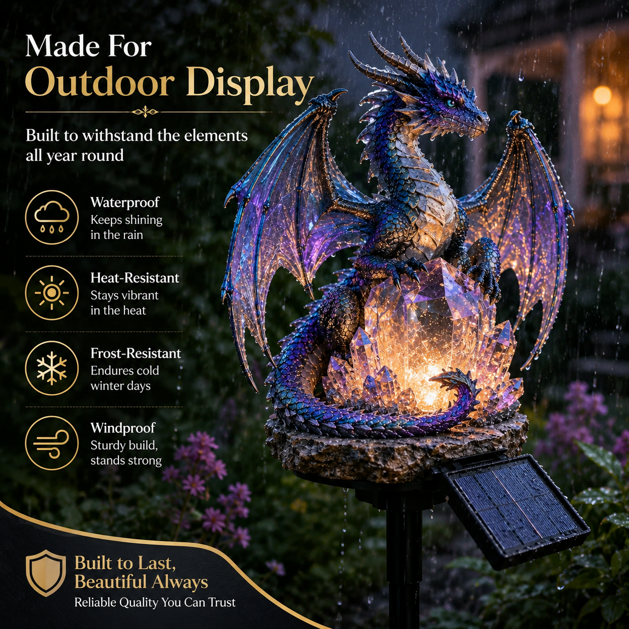 🏅2026 Best Selling Solar Garden Lights 🐉 Amethyst Crystal Dragon – Solar Dragon Crystal Garden Light✨️