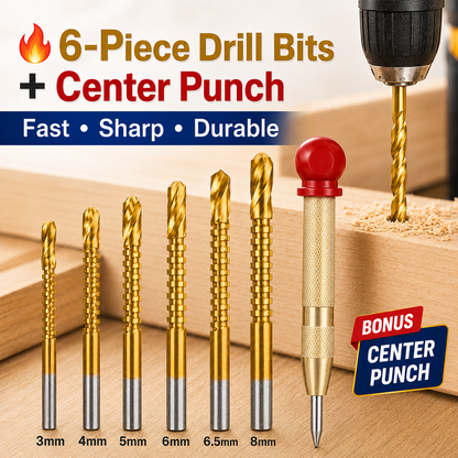 🔥50% OFF TODAY💪6-Piece 3–8mm Titanium Drill Bits⚡ Built for Metal, Wood & Plastic