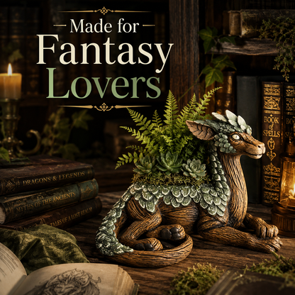 📖Fantasy Dragon Planter – Magical Decorative Plant Pot for Book, Dragon & Plant Lovers