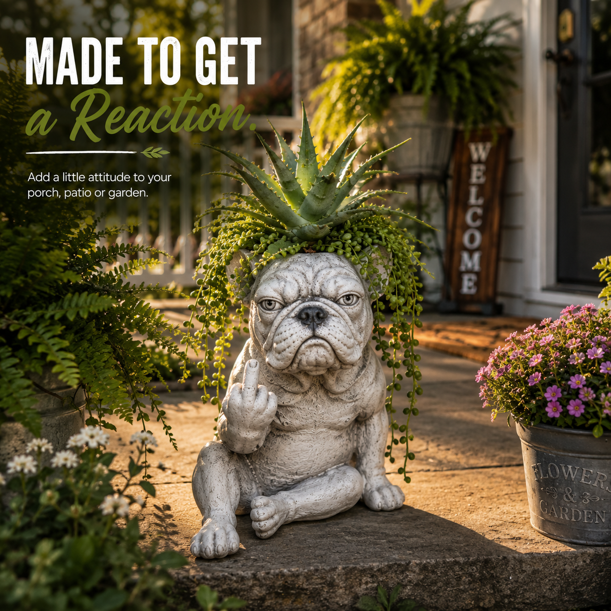 🎁 SPECIAL OFFER | Funny Bulldog Planter – Unique Plant Lover Gift & Cheeky Garden Decoration