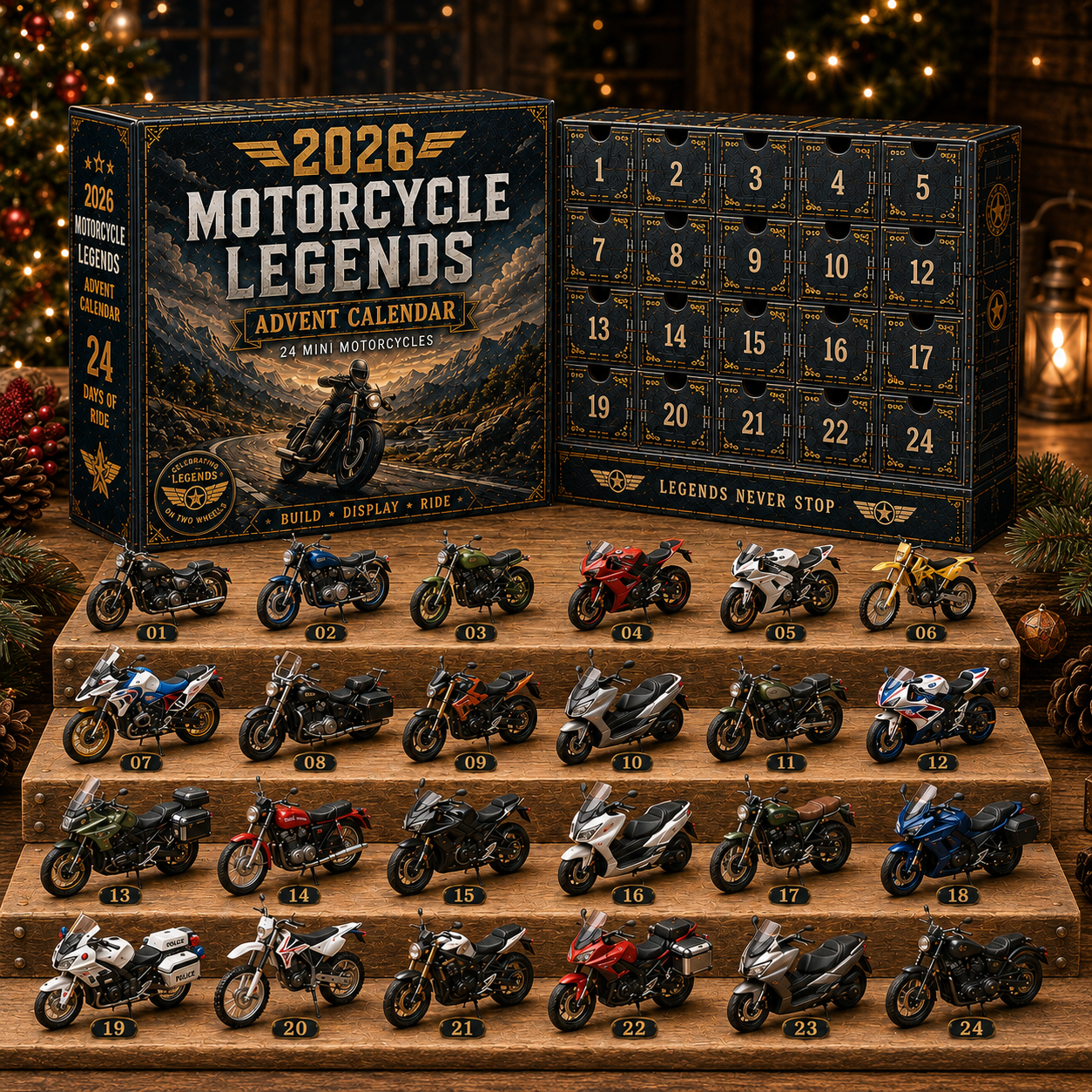 🏍️ 2026 Motorcycle Advent Calendar – 24 Mini Motorcycles, 24 Days of Legendary Rides