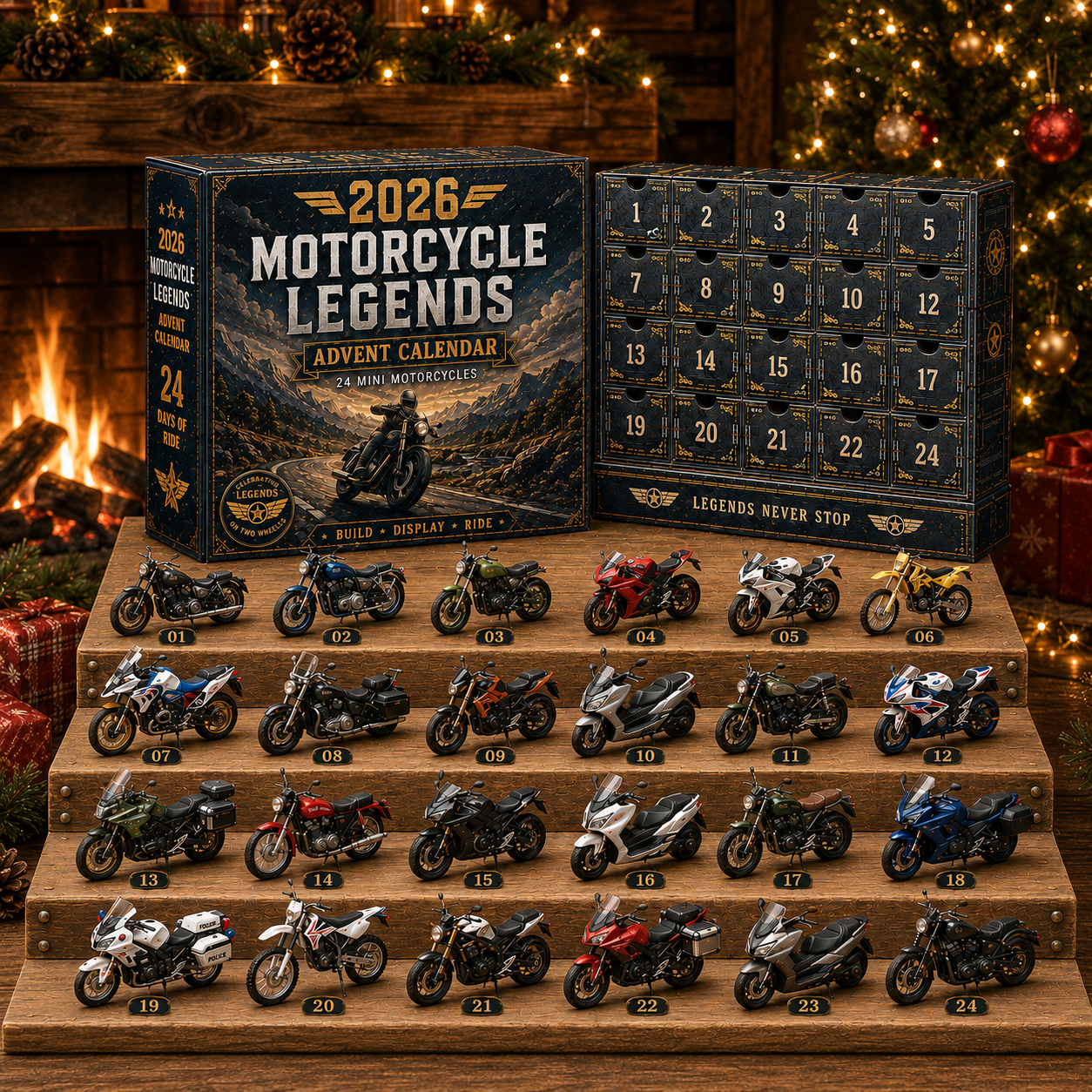 🏍️ 2026 Motorcycle Advent Calendar – 24 Mini Motorcycles, 24 Days of Legendary Rides