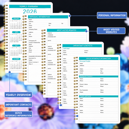🐮 2026-2030 Calendar 📅  - From January 2026 to December 2030, 5-year calendar, cartoon Highland cow themed cover design, annual calendar planning, month labels, 60-month calendar