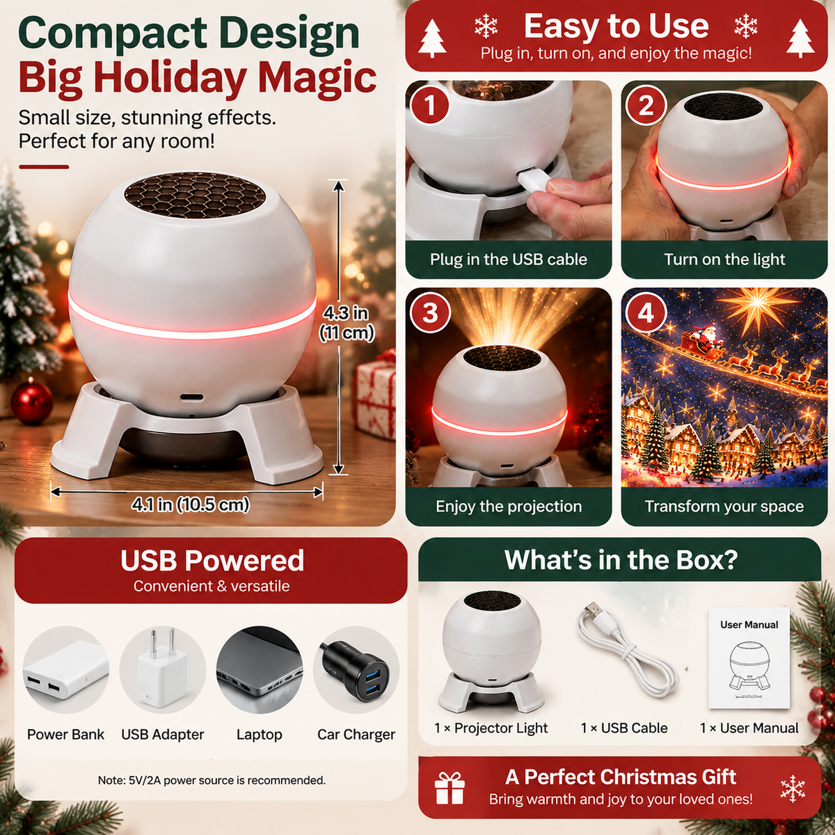 🎄🎅 Christmas Magic Projection Light – Bring Holiday Scenes to Life