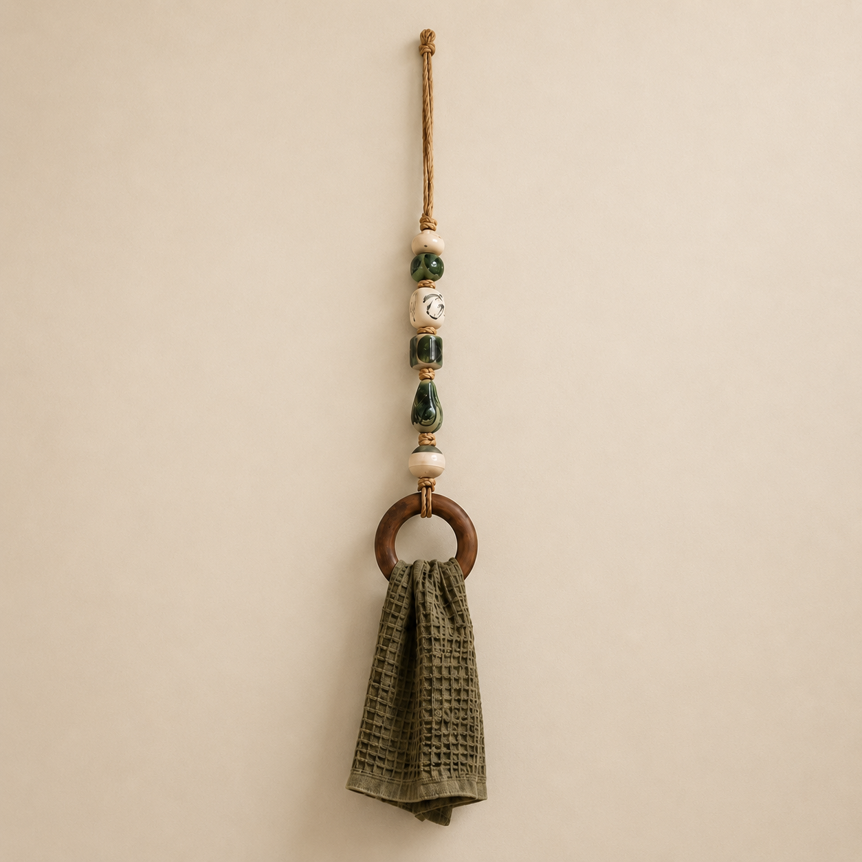 🔥HOT SALE 50% OFF🏡Decorative Beaded Towel Hanger with Wooden Ring