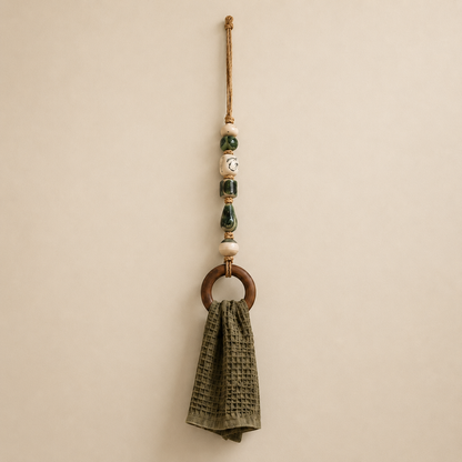 🔥HOT SALE 50% OFF🏡Decorative Beaded Towel Hanger with Wooden Ring