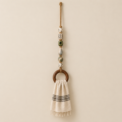 🔥HOT SALE 50% OFF🏡Decorative Beaded Towel Hanger with Wooden Ring