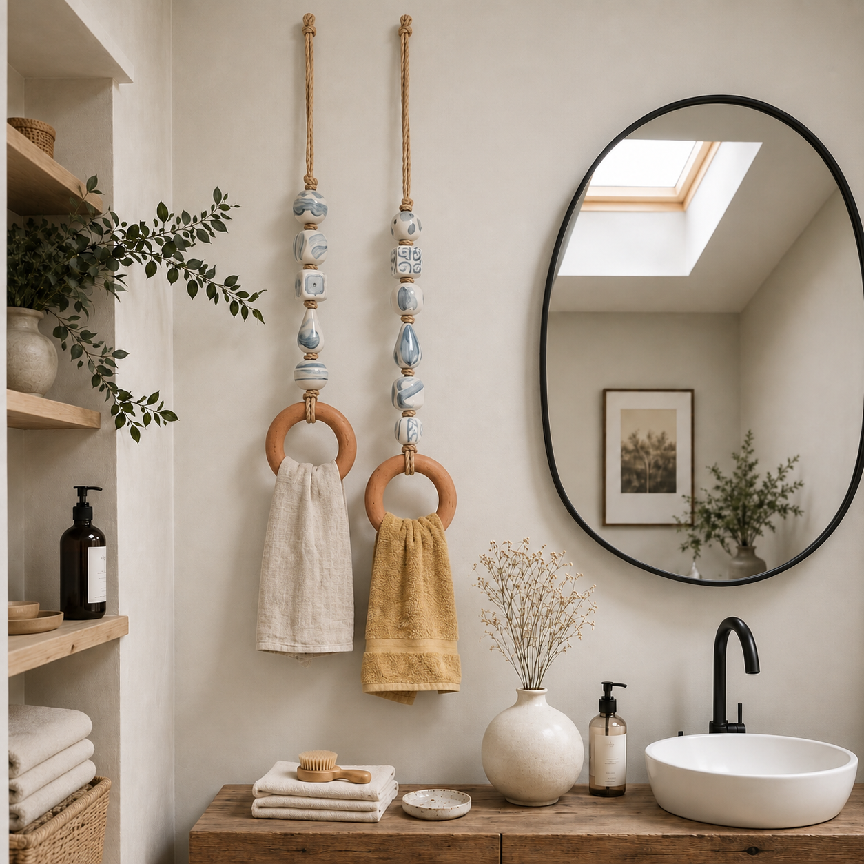 🔥HOT SALE 50% OFF🏡Decorative Beaded Towel Hanger with Wooden Ring