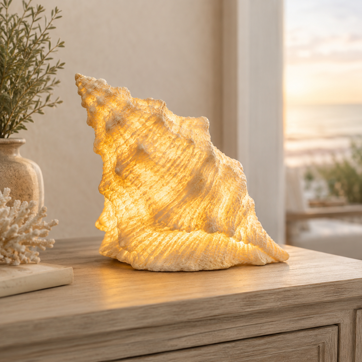 Coastal Afterglow Shell & Conch Light Set