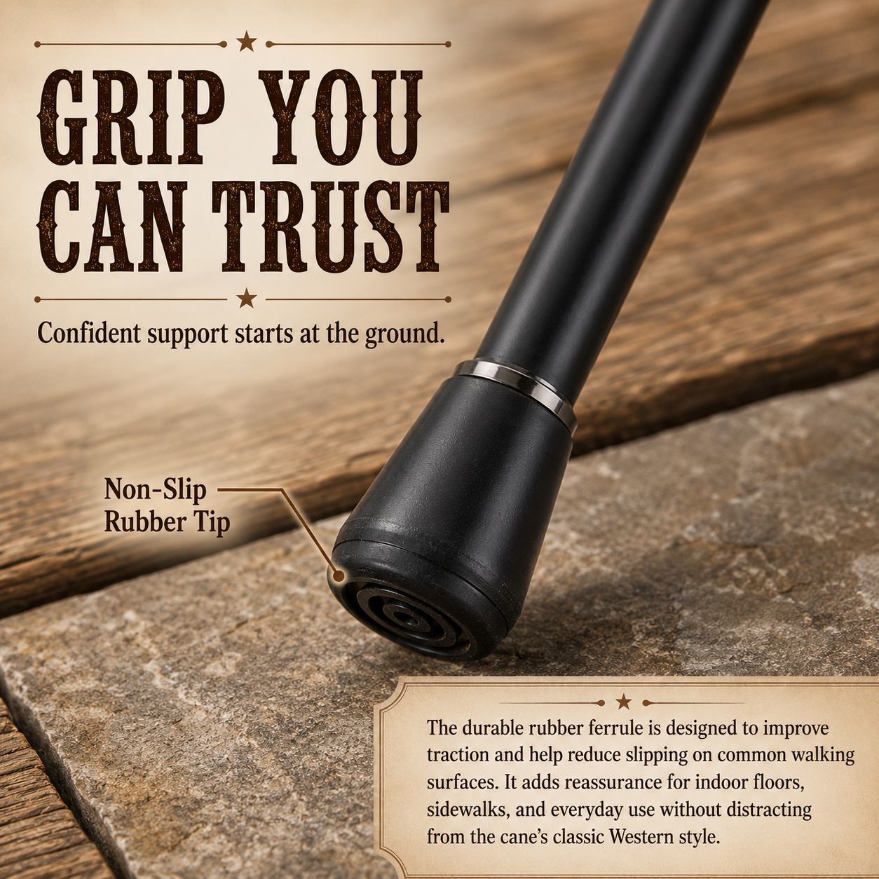 🤠 Vintage Western Walking Cane – Revolver-Inspired Handle