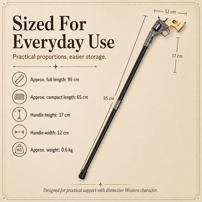 🤠 Vintage Western Walking Cane – Revolver-Inspired Handle