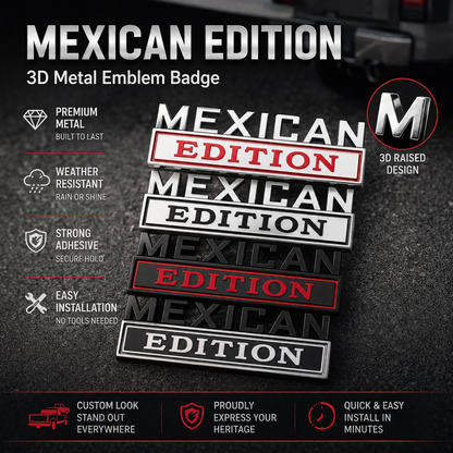 🚗 3D Metal Letter Emblem – Mexican Edition, Car Sticker Badge