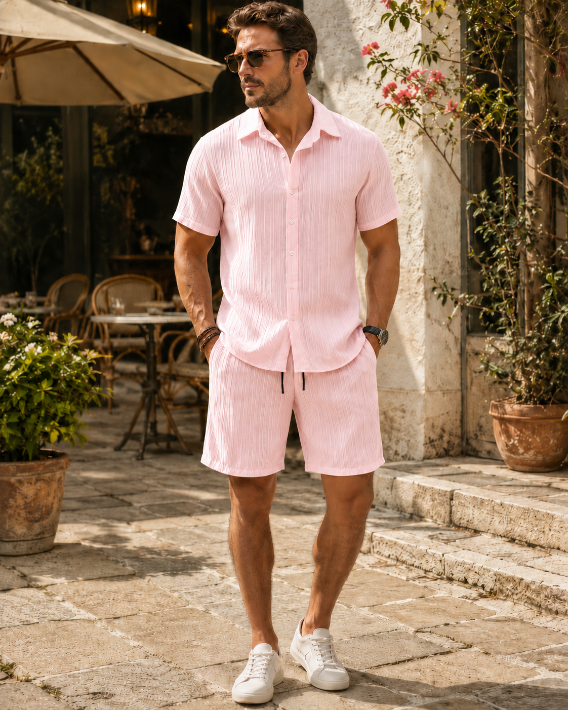 Hot Sale☀️ Men's Textured Shirt & Shorts Set