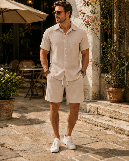Hot Sale☀️ Men's Textured Shirt & Shorts Set