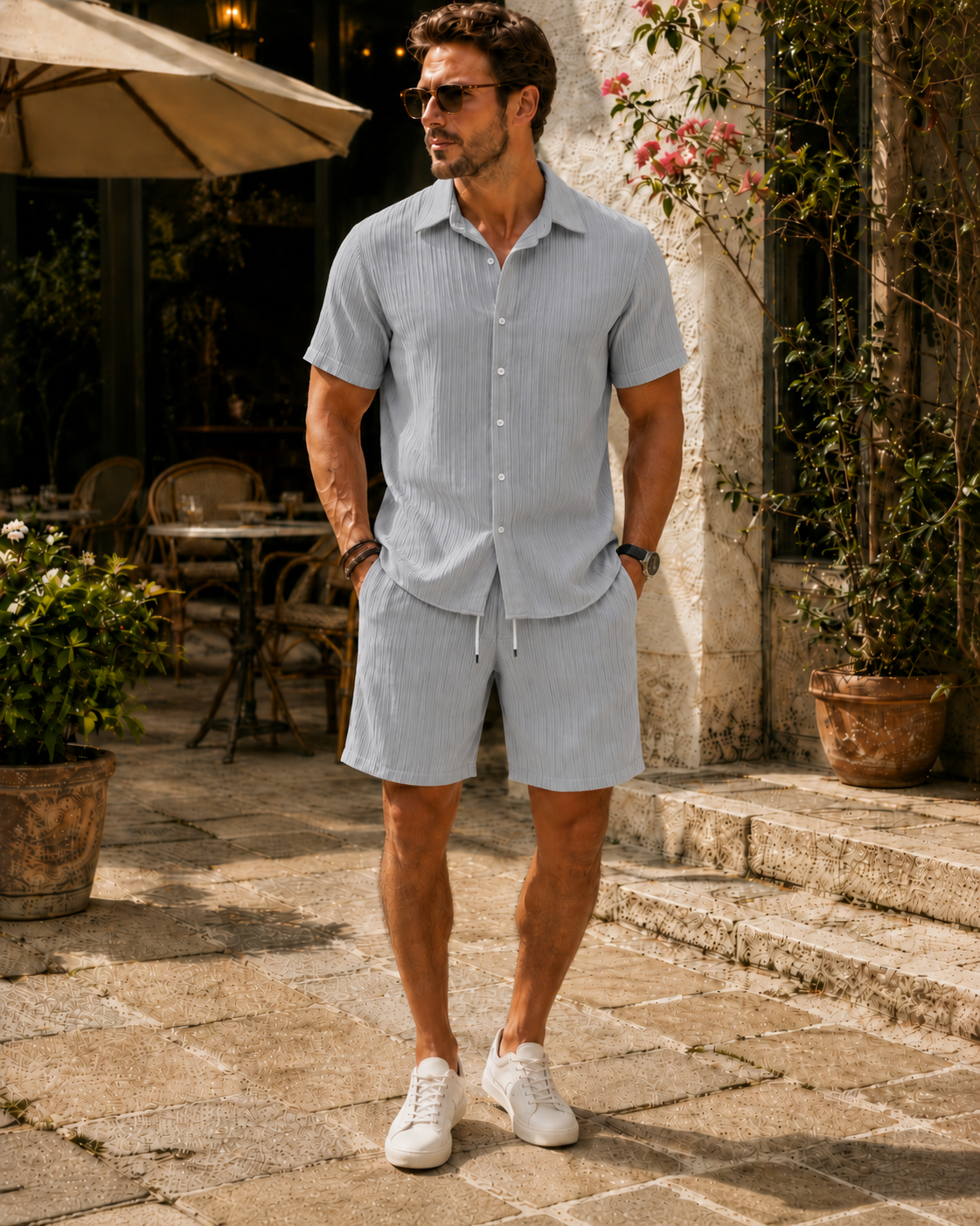 Hot Sale☀️ Men's Textured Shirt & Shorts Set