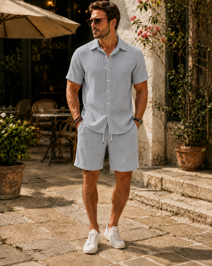 Hot Sale☀️ Men's Textured Shirt & Shorts Set