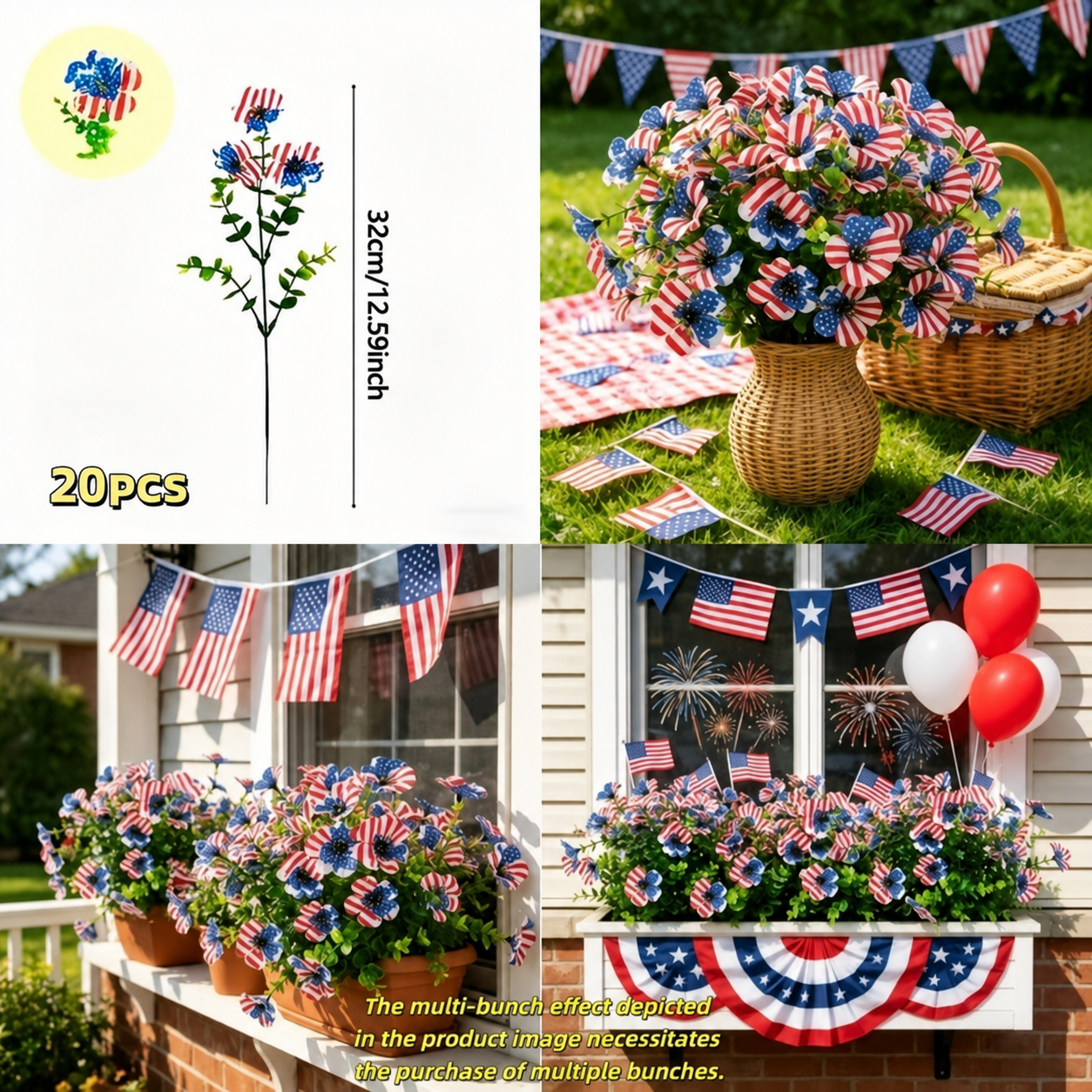 🔥4th of July Hot Sale 50% Off 🔥 Patriotic Red White Blue Artificial Flowers💐