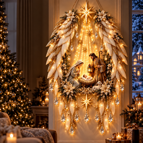 🔥50% OFF TODAY ✝️ Jesus, Angel & Nativity Lighted Wall Light Décor