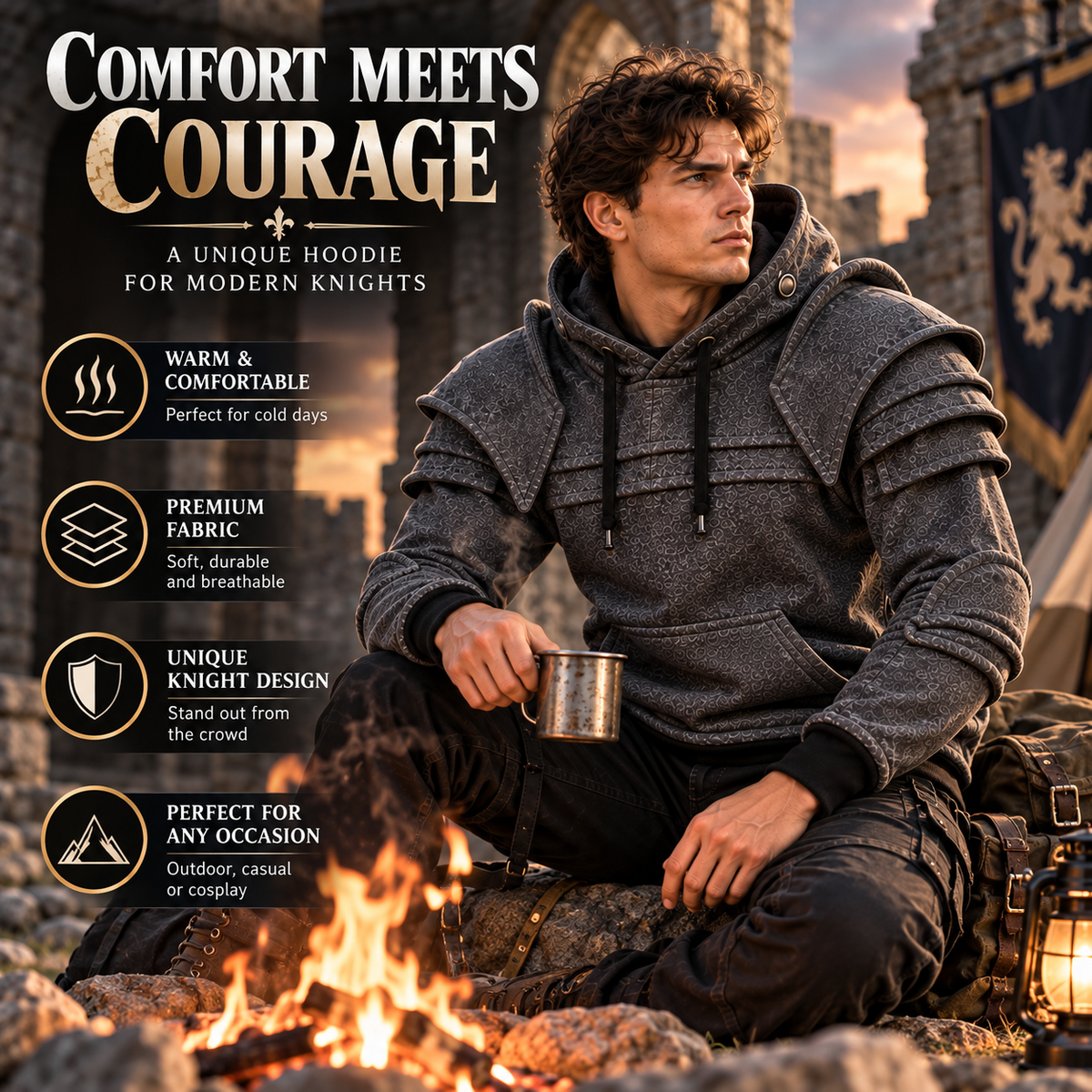 ⚔️ Become the Knight™ – Armor-Inspired Hoodie for Everyday Style