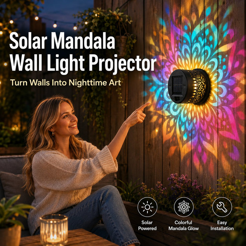 ✨ Solar Mandala Wall Light 🥇 – Waterproof Outdoor Garden Fence Projector Lamp with Magical Ambient Glow🪐🌌-8CR5